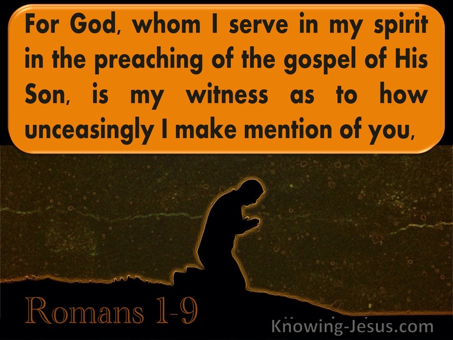 Romans 1:9 For God Whom I Serve Is Is My Witness (orange)